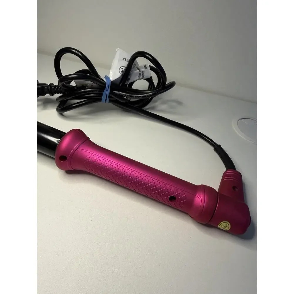 NuMe HB025BU Hot Pink Tourmaline Ceramic Swivel Cord Curling Wand Works Great!